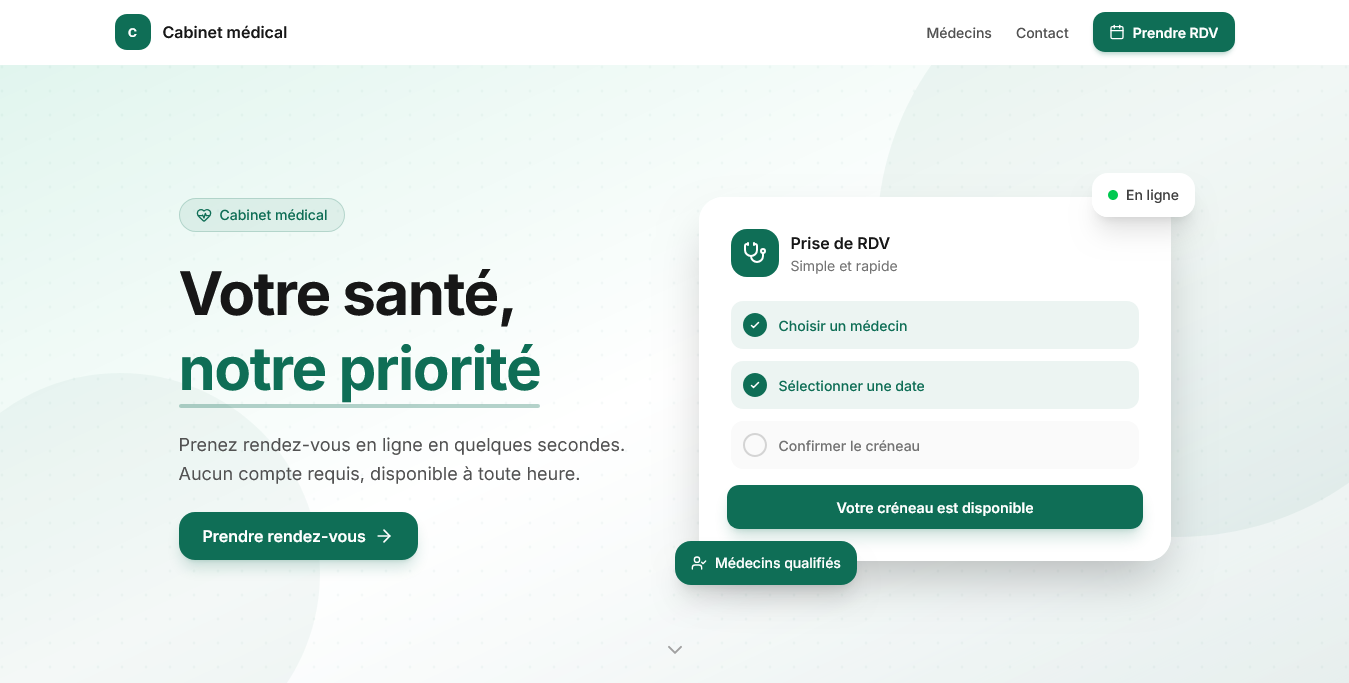 Aperçu de la plateforme Oclinik pour la gestion d'une clinique